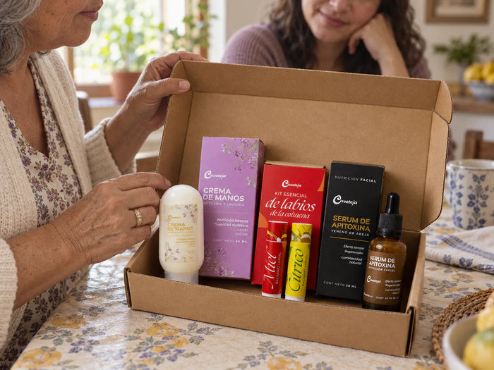 Kit Caseteja en caja de regalo kraft abierta
